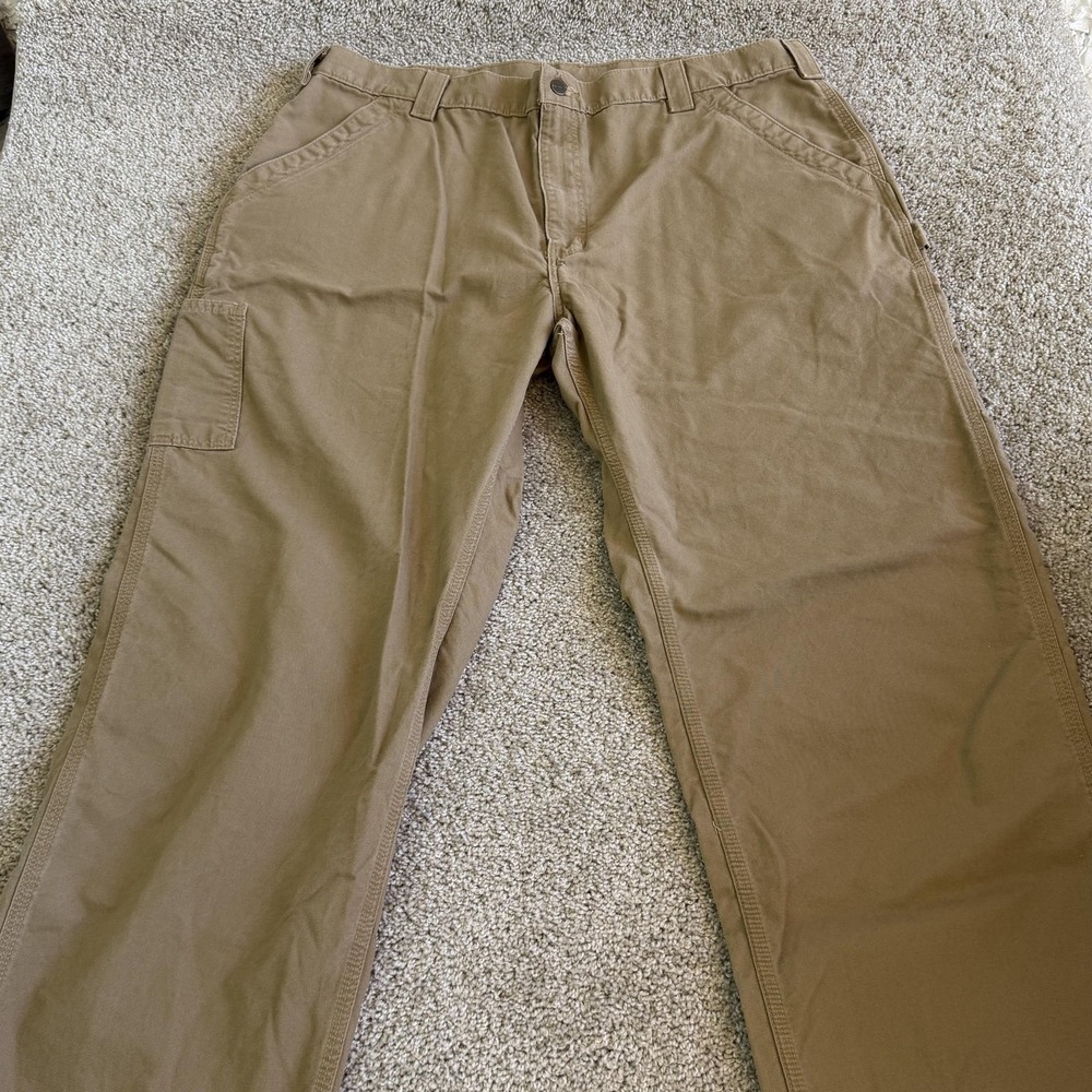 Carhartt Pants Mens 42x30 Beige Canvas Carpenter Relaxed Straight Workwear